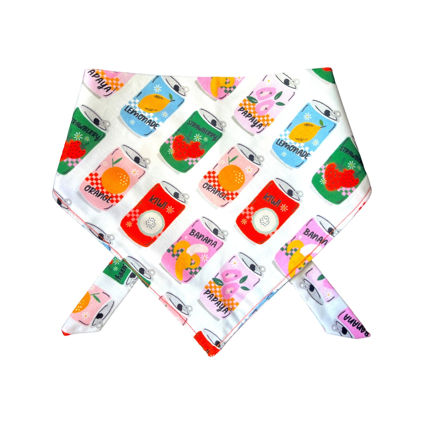 White Dog Bandana with Cute Soda Prints - Pop Art