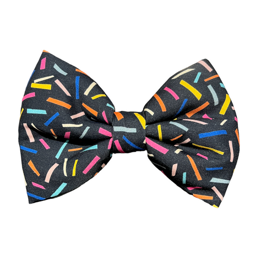 Navy Blue Dog Collar Bow Tie with Cute Confetti