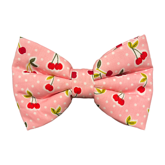 Pink Collar Bow Tie with Cherries