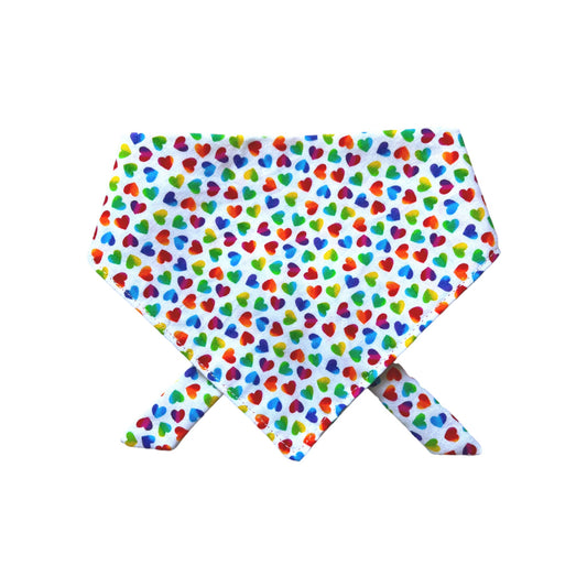 Mini White and Rainbow Hearts Bandana - Pride Edition