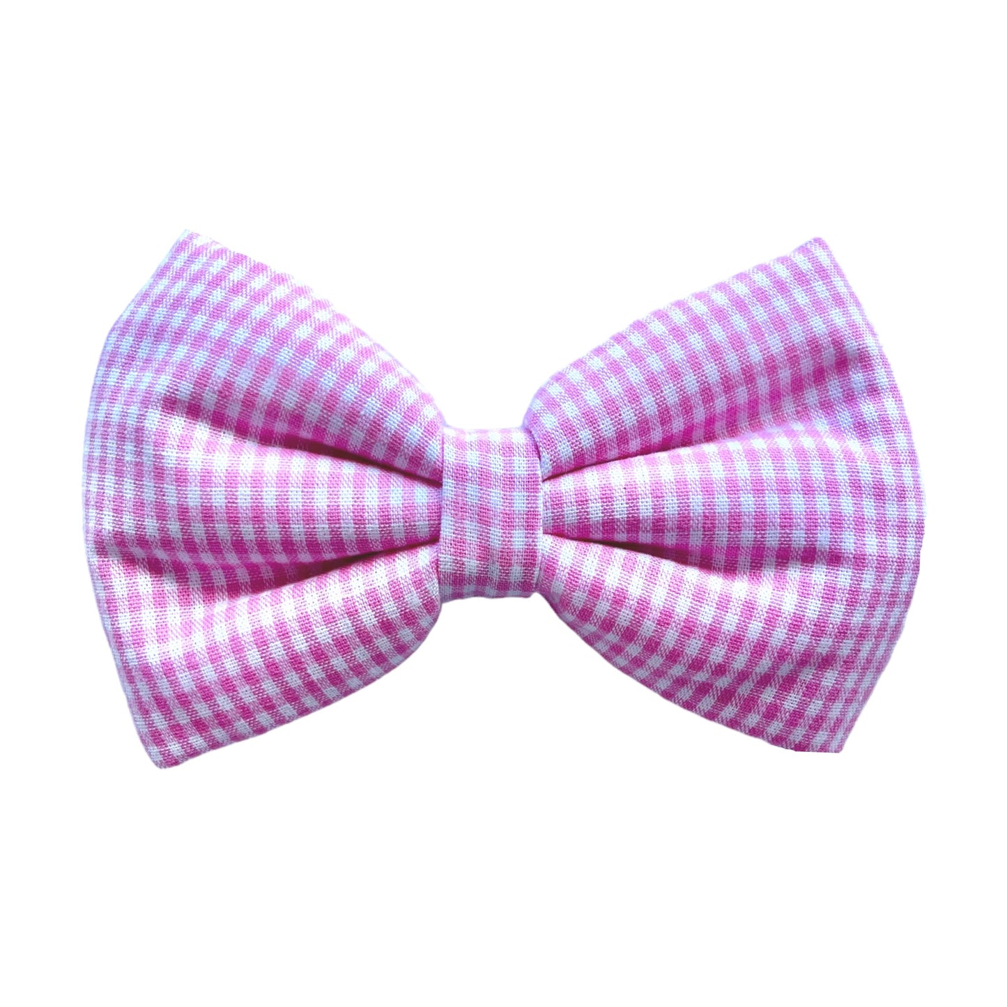Pink Gingham Dog Collar Bow Tie