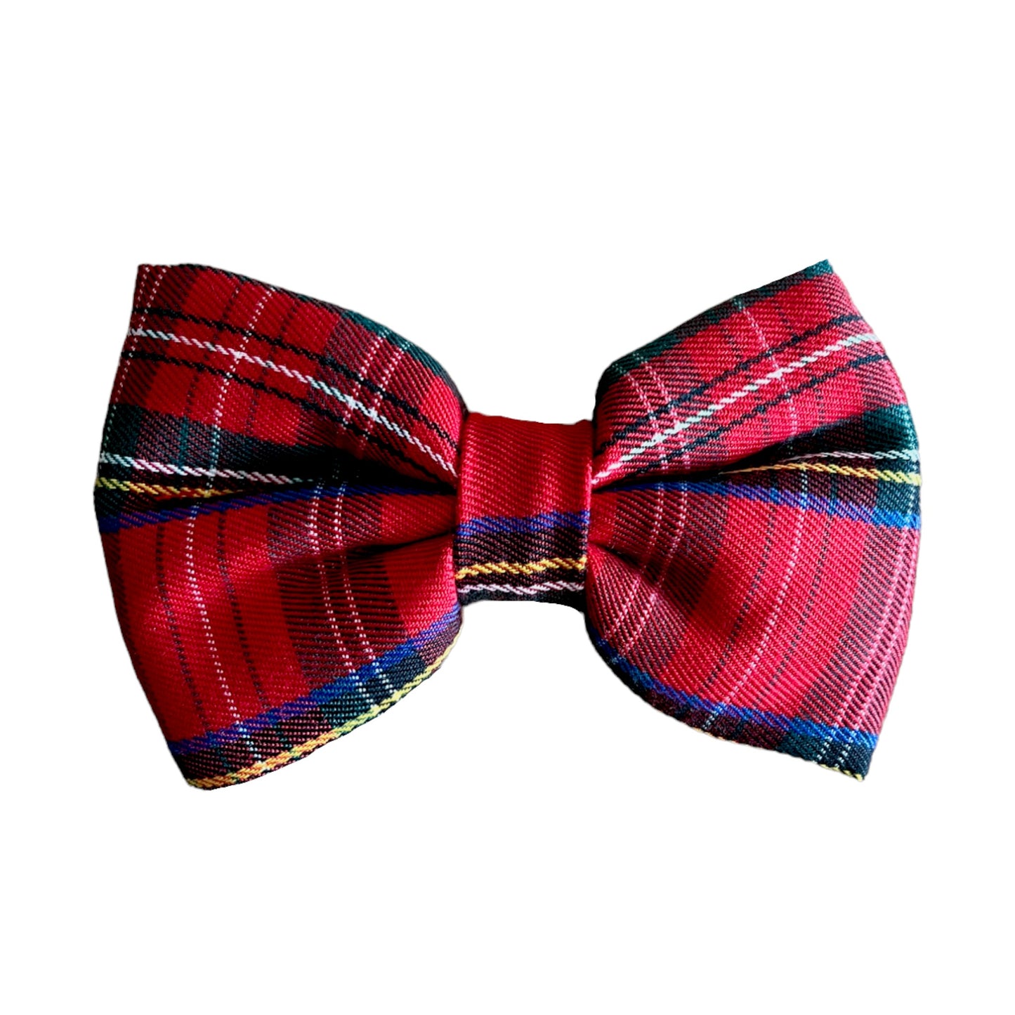 Festive Scottish Red Tartan Plaid Dog Collar Bow Tie