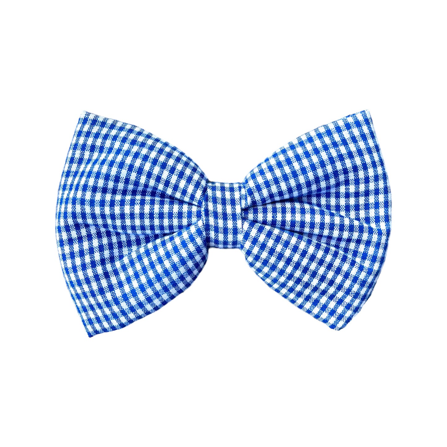 Blue Gingham Dog Collar Bow Tie