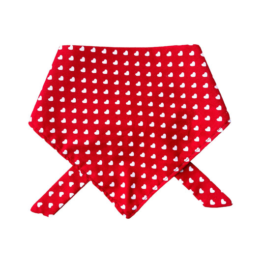 Red and White Hearts Dog Bandana