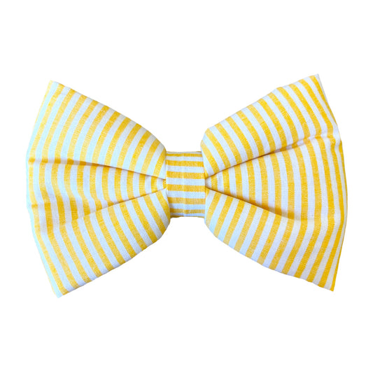 Yellow Striped Classic Dog Collar Bow Tie - Summer Edition
