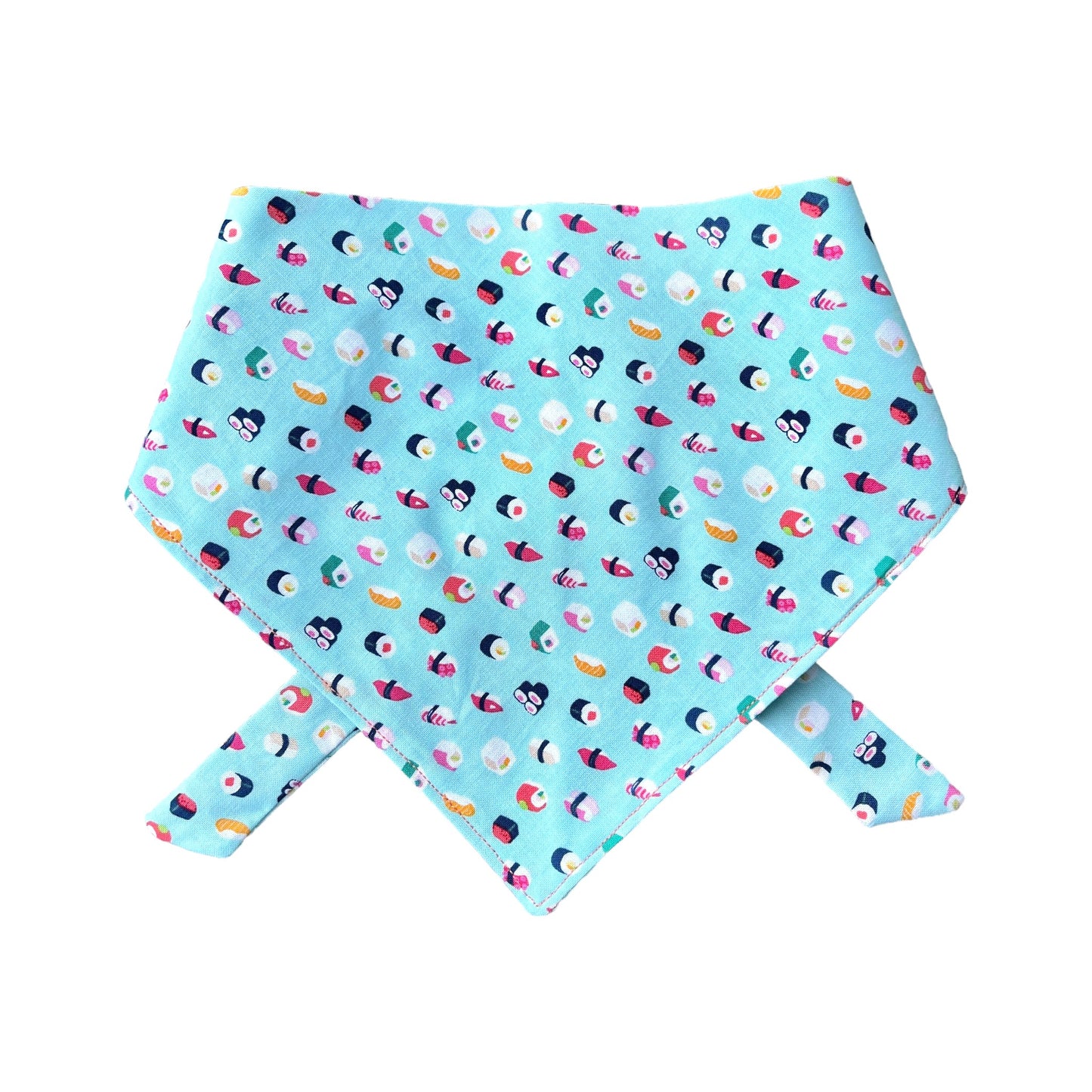 Pastel Blue Dog Bandana with Cute Sushi Prints