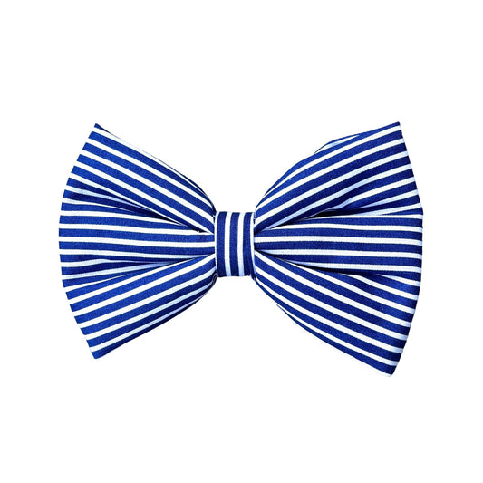 Classic Blue and White Stripes Dog Collar Bow Tie