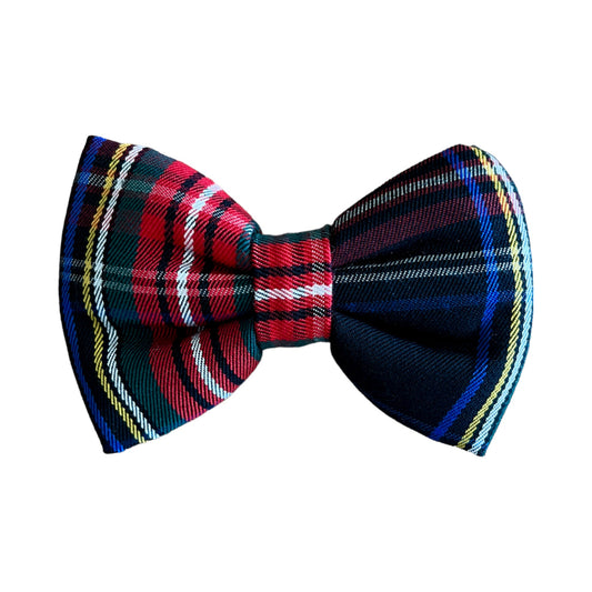 Festive Scottish Black & Red Tartan Plaid Dog Collar Bow Tie