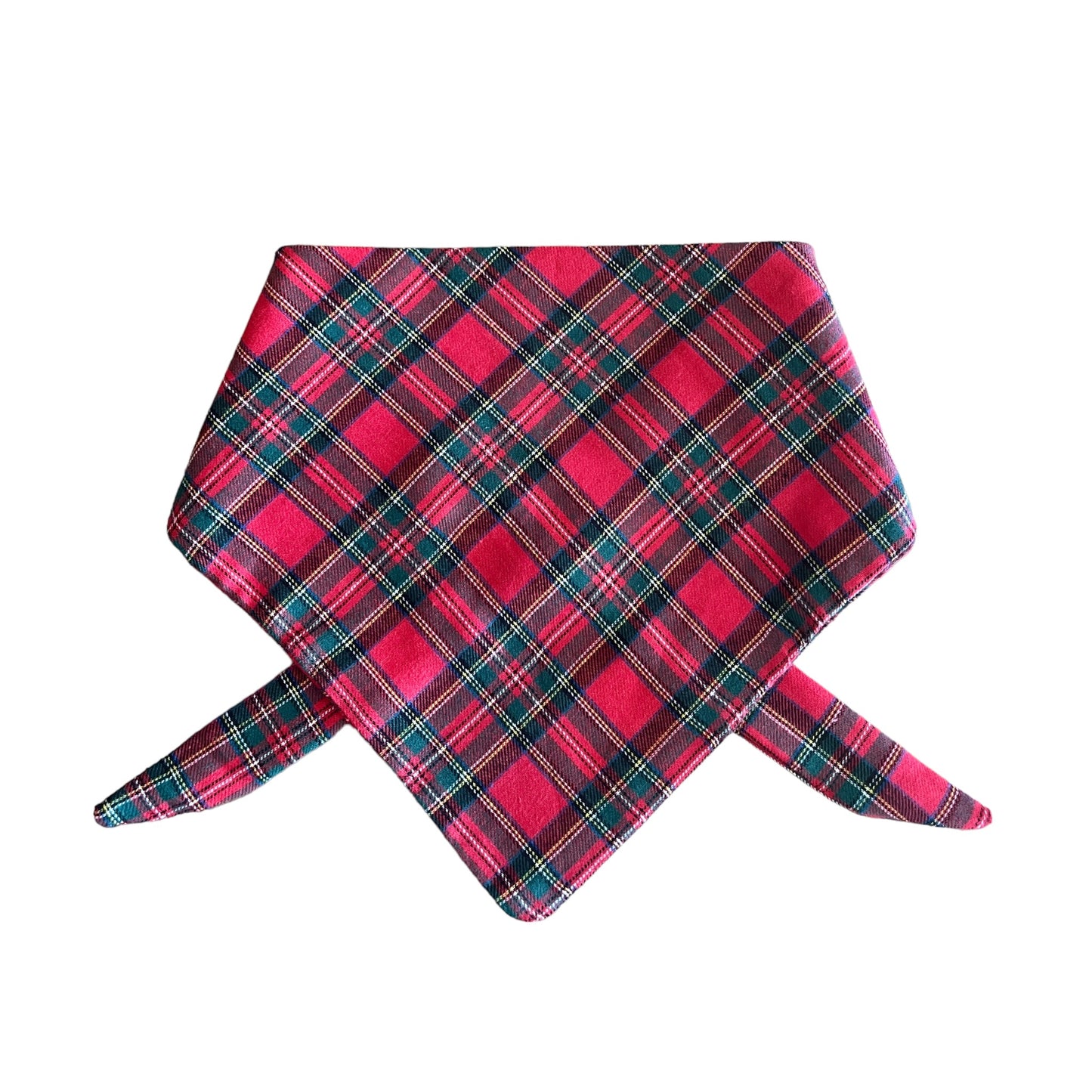 Classic Red & Green Christmas Tartan Plaid Dog Collar Bow Tie & Matching Bandana