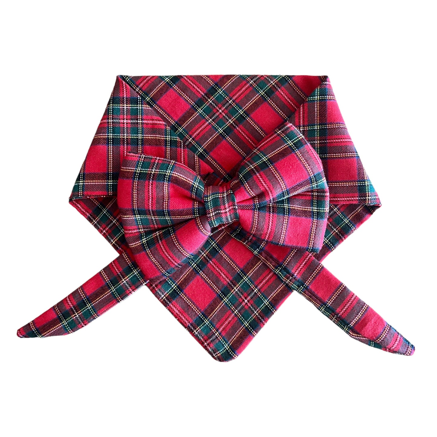 Classic Red & Green Christmas Tartan Plaid Dog Collar Bow Tie & Matching Bandana