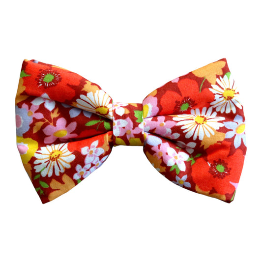 California Vintage Floral Print Dog Bow Tie