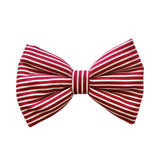 Classic Red and White Stripes Dog Collar Bow Tie
